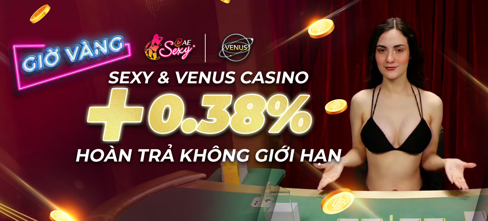 Nhận Thêm 0.38% Hoàn trả tại Sexy & Venus Casino