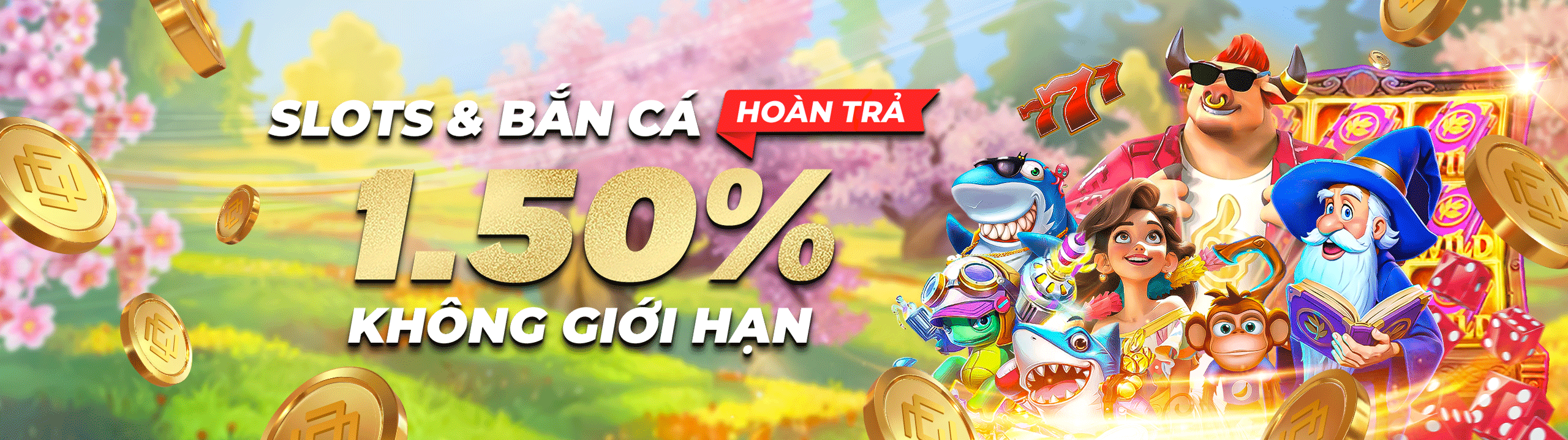 Hoàn trả Slots và Bắn cá 1.50% hàng ngày không giới hạn