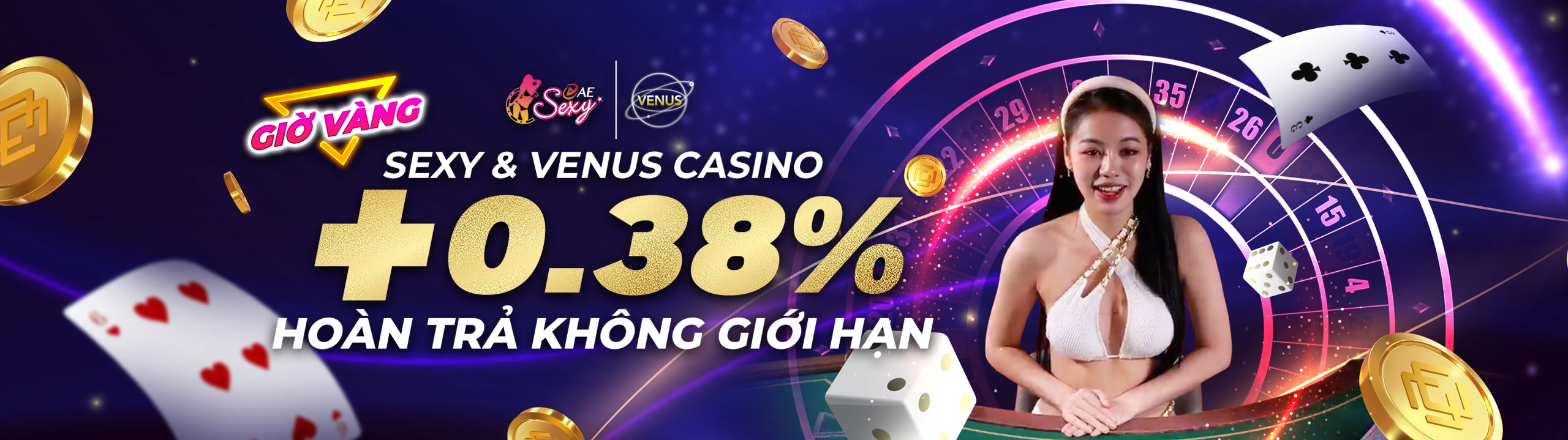 Nhận Thêm 0.38% Hoàn trả tại Sexy & Venus Casino